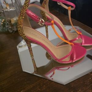 Chinese Laundry Pink and Orange Strappy Heels
